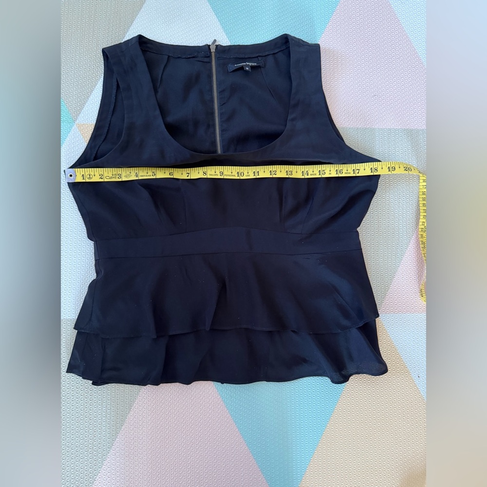 Nanette Lepore Black Sleeveless Peplum Ruffle Silk Top Size 10 - Picture 6 of 9